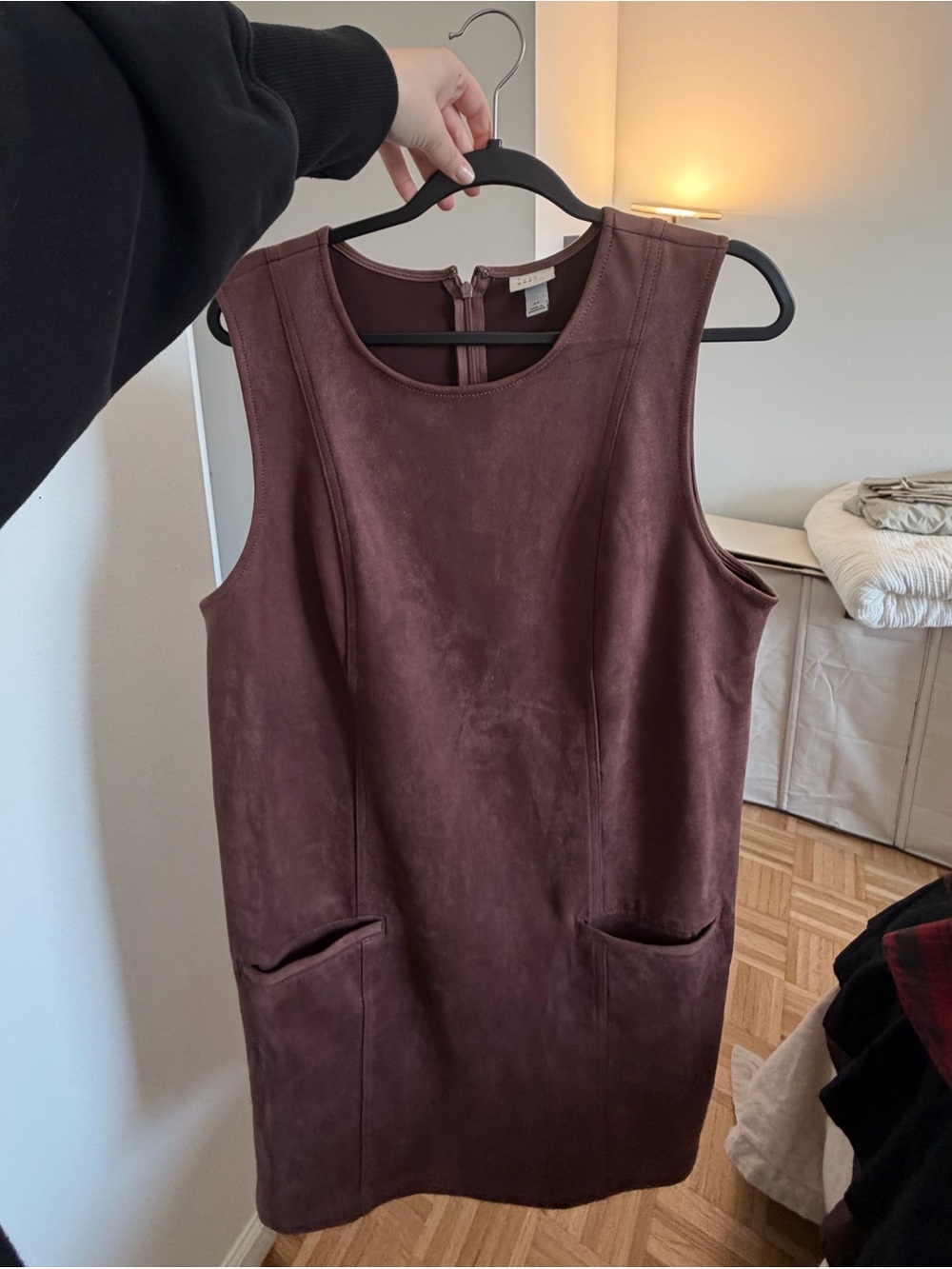a new day Sleeveless Faux-Suede Mini Dress in Dark Brown